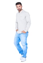 White Mens Button Down Collar L/S Shirt