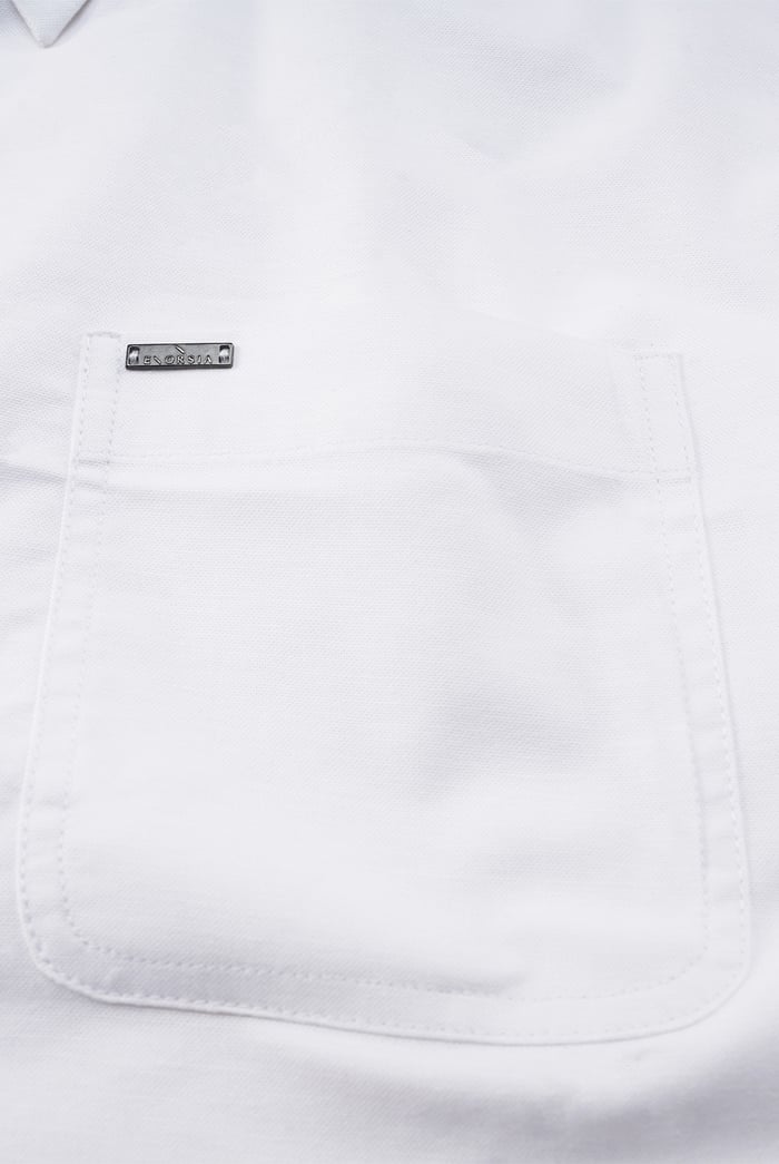 White Mens Button Down Collar L/S Shirt
