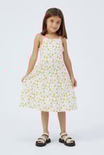 Girls Printed Tiered Strappy Jersey Dress
