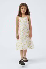 Girls Printed Tiered Strappy Jersey Dress