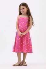 Girls Printed Tiered Strappy Jersey Dress