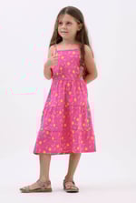 Girls Printed Tiered Strappy Jersey Dress