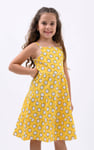 Girls Printed Tiered Strappy Jersey Dress