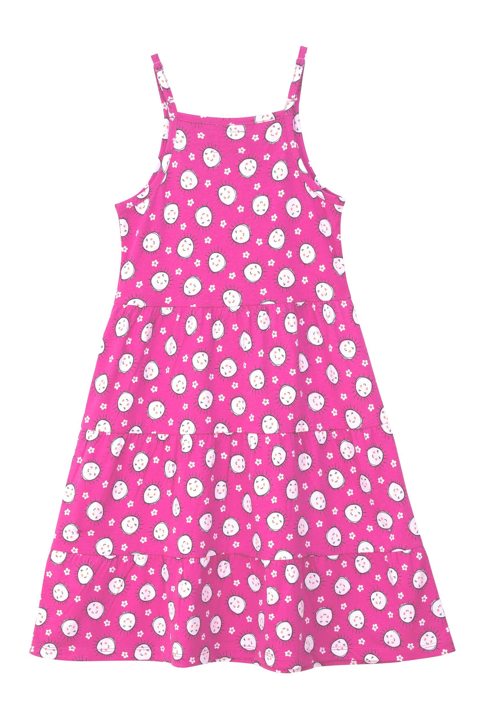 Girls Printed Tiered Strappy Jersey Dress