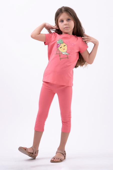 Pink Chill Pineapple Print T-Shirt & Cropped Legging Set