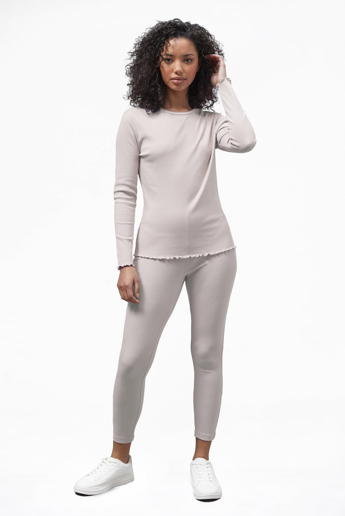 LS Picoting Ribbed T-Shirt & Leggings Set