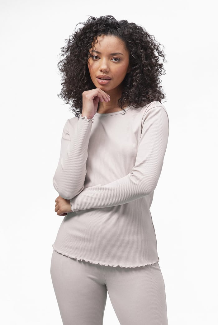 LS Picoting Ribbed T-Shirt & Leggings Set
