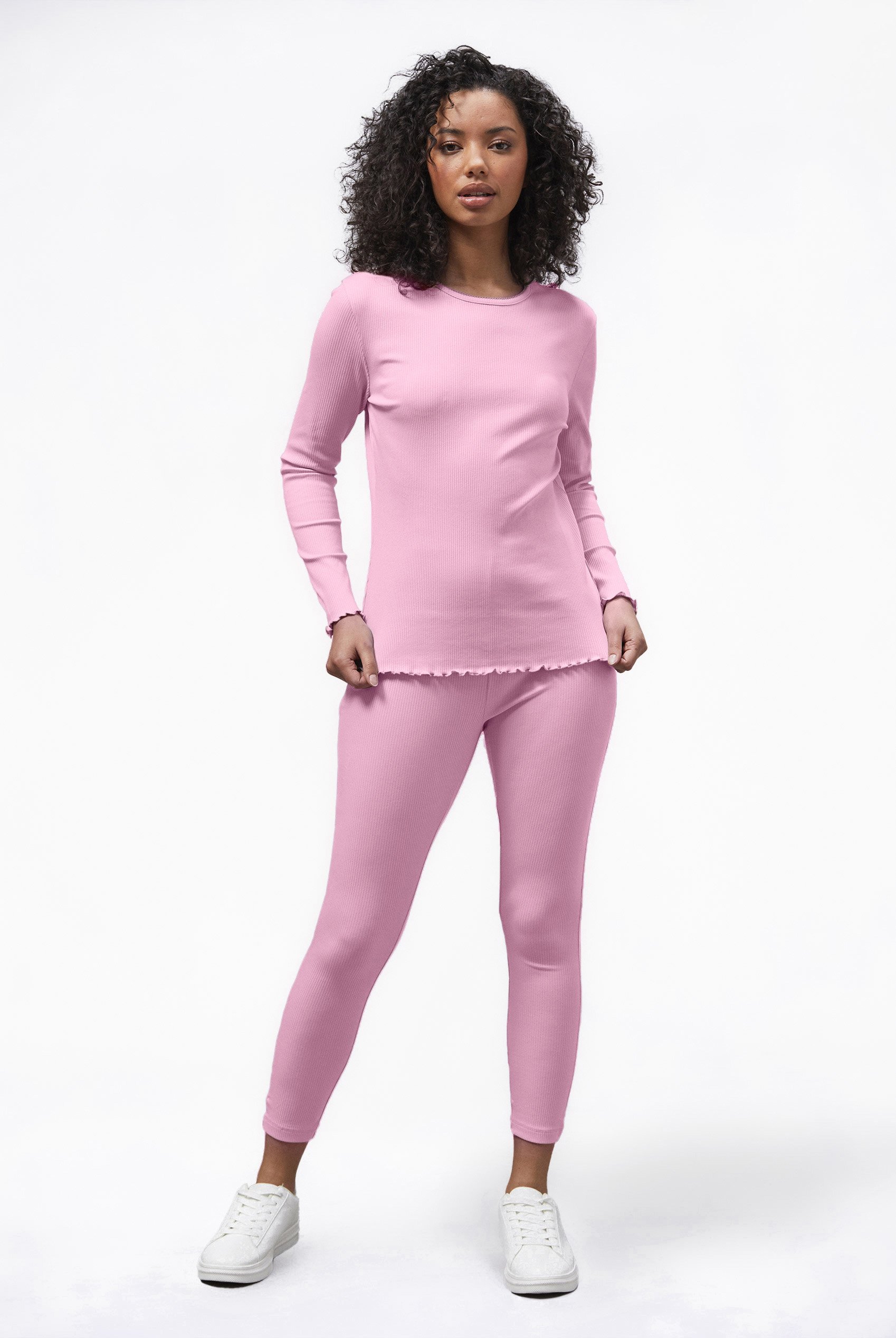 LS Picoting Ribbed T-Shirt & Leggings Set