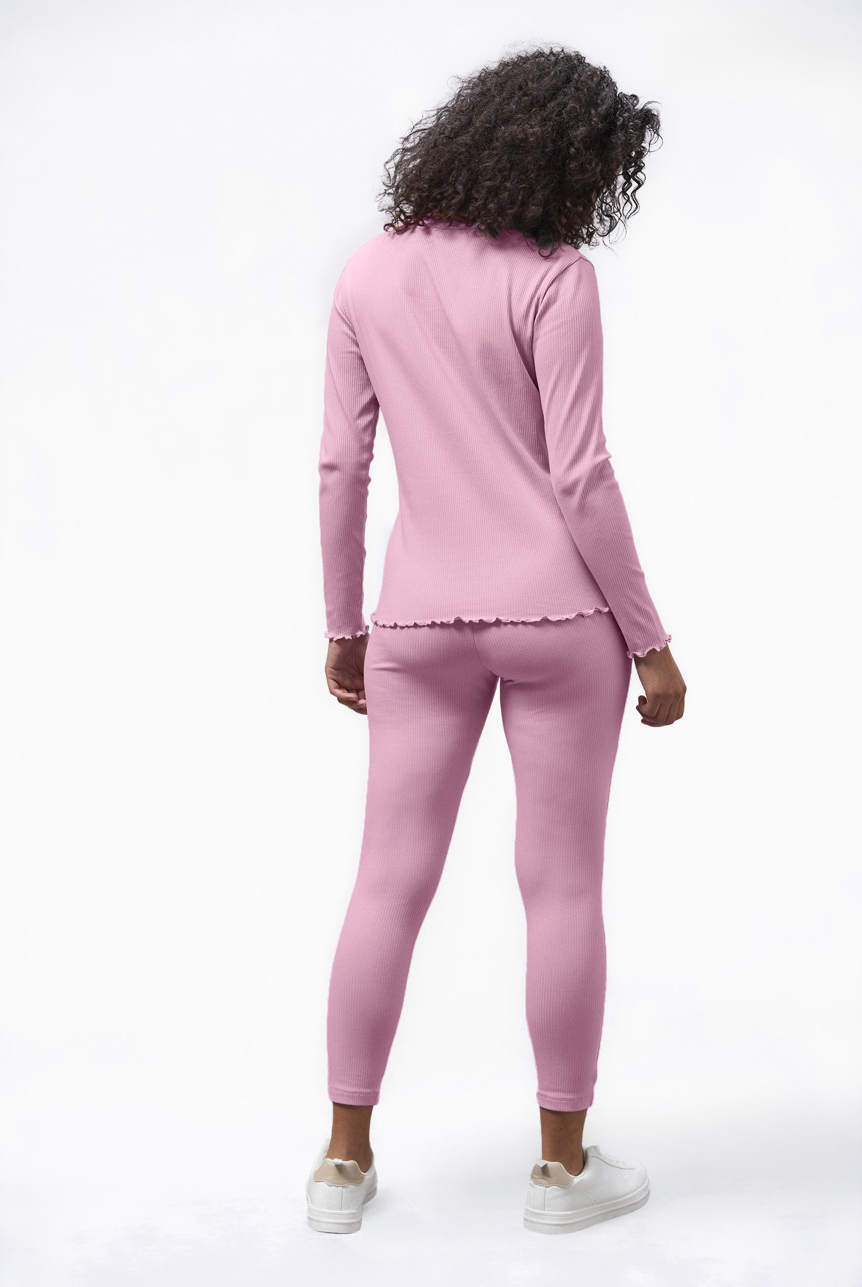 LS Picoting Ribbed T-Shirt & Leggings Set