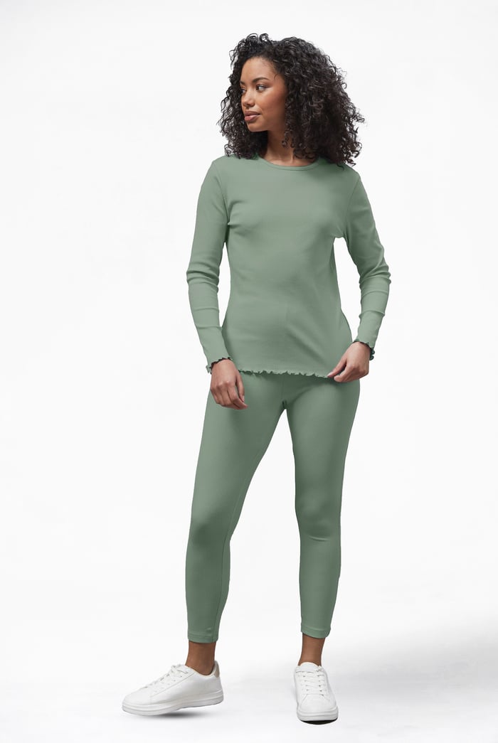 LS Picoting Ribbed T-Shirt & Leggings Set