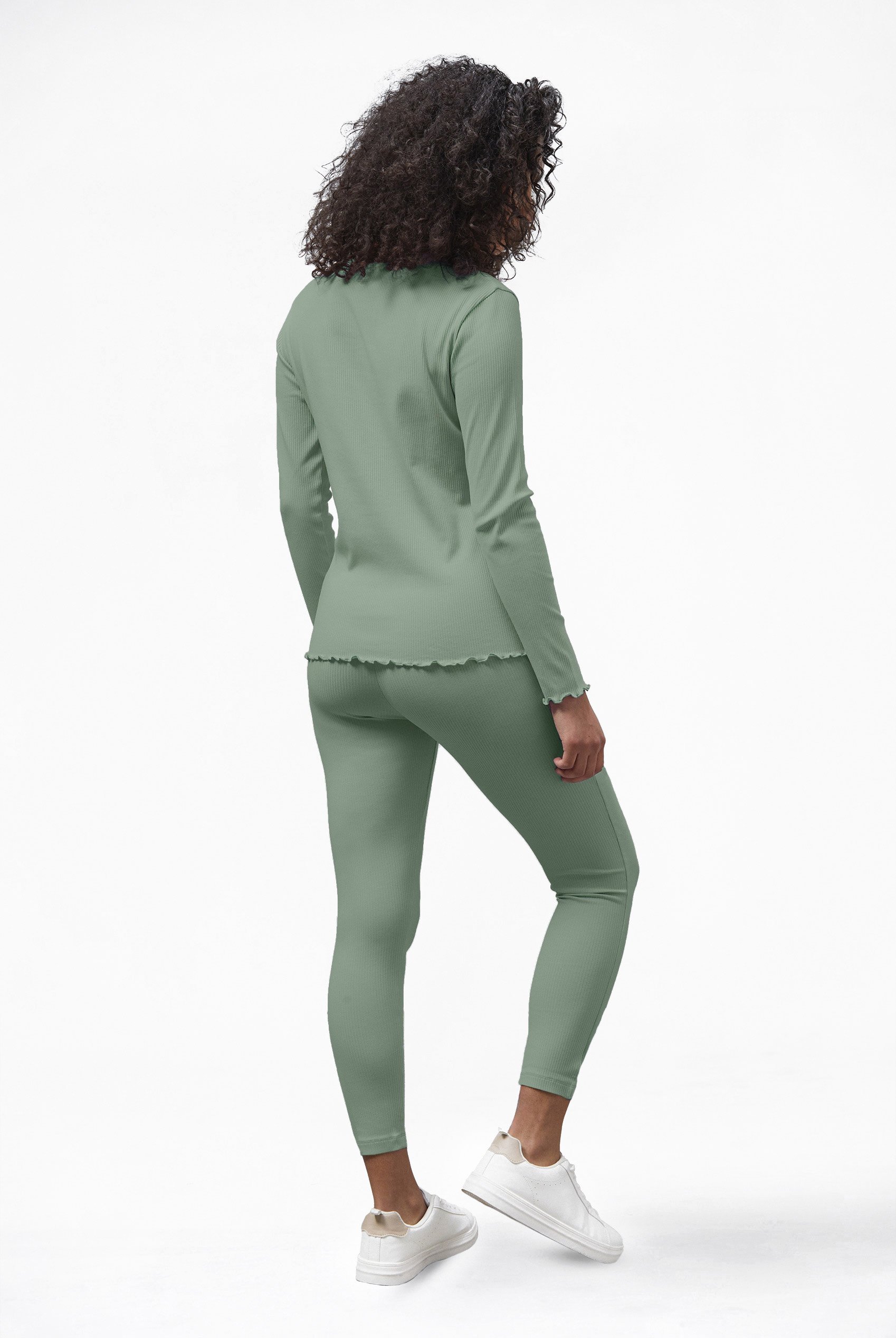 LS Picoting Ribbed T-Shirt & Leggings Set