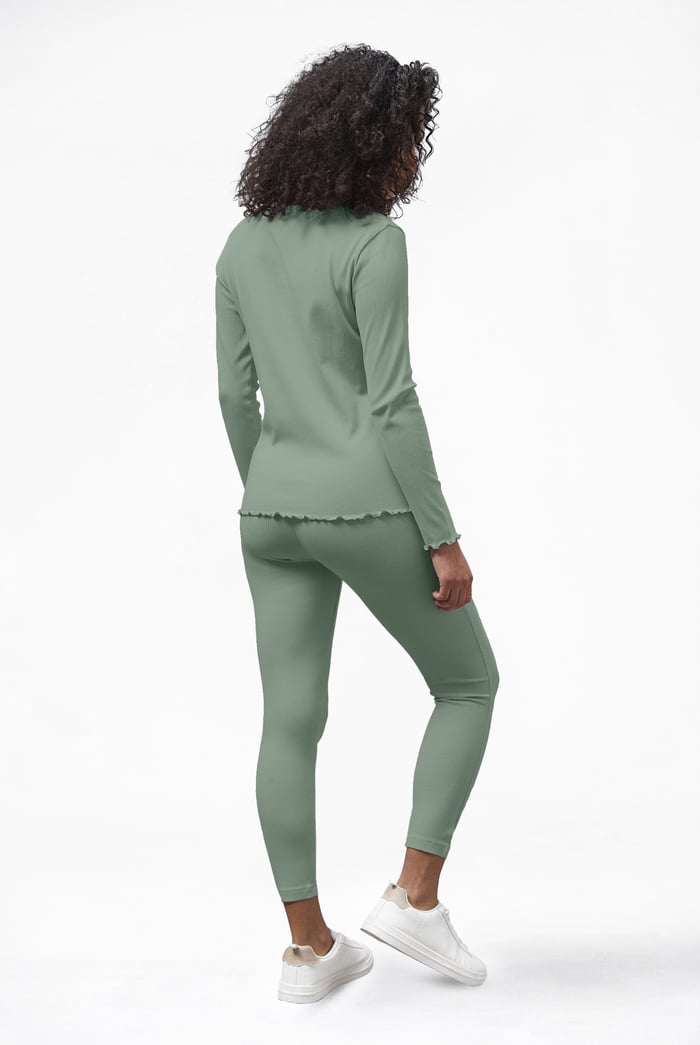 LS Picoting Ribbed T-Shirt & Leggings Set