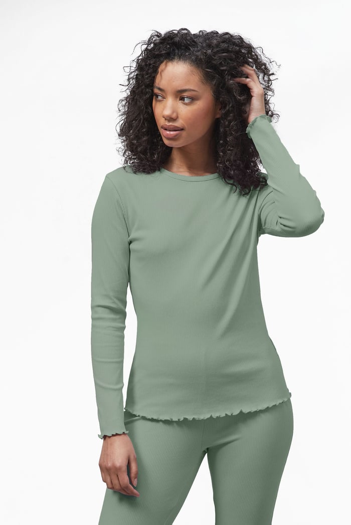 LS Picoting Ribbed T-Shirt & Leggings Set