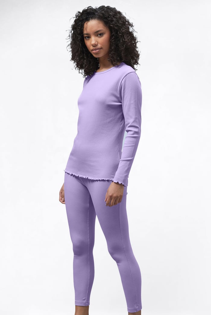 LS Picoting Ribbed T-Shirt & Leggings Set