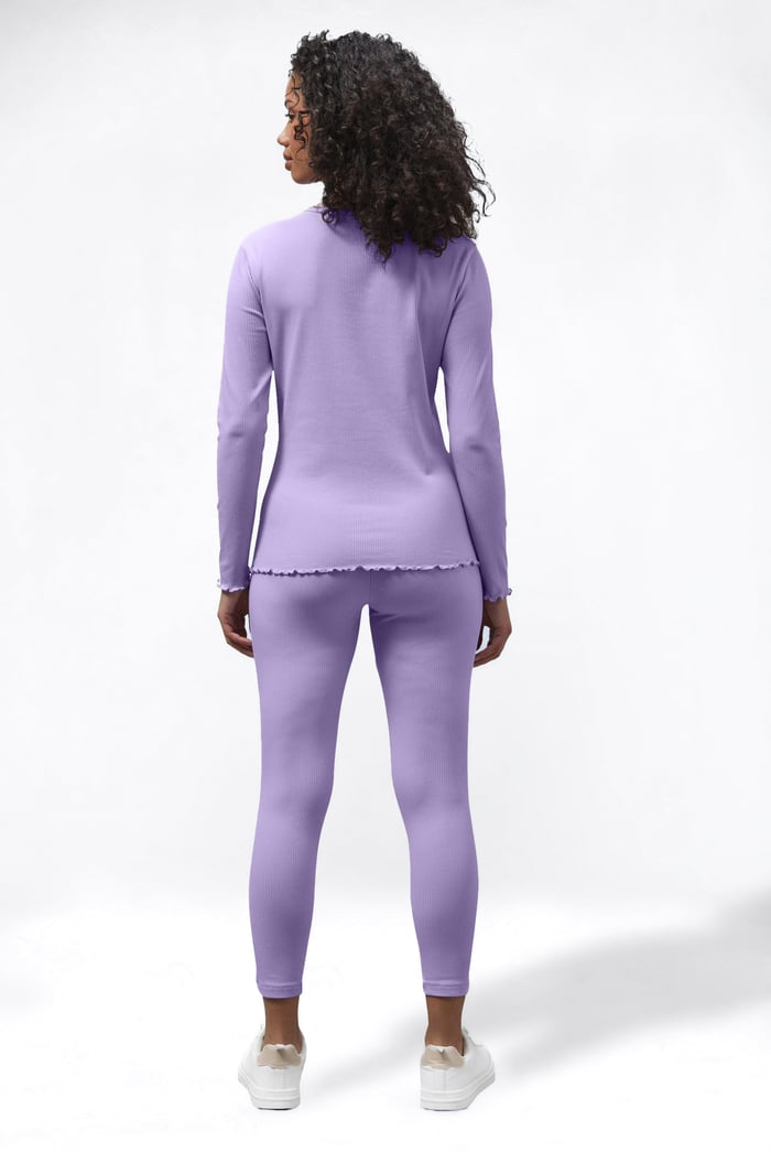 LS Picoting Ribbed T-Shirt & Leggings Set