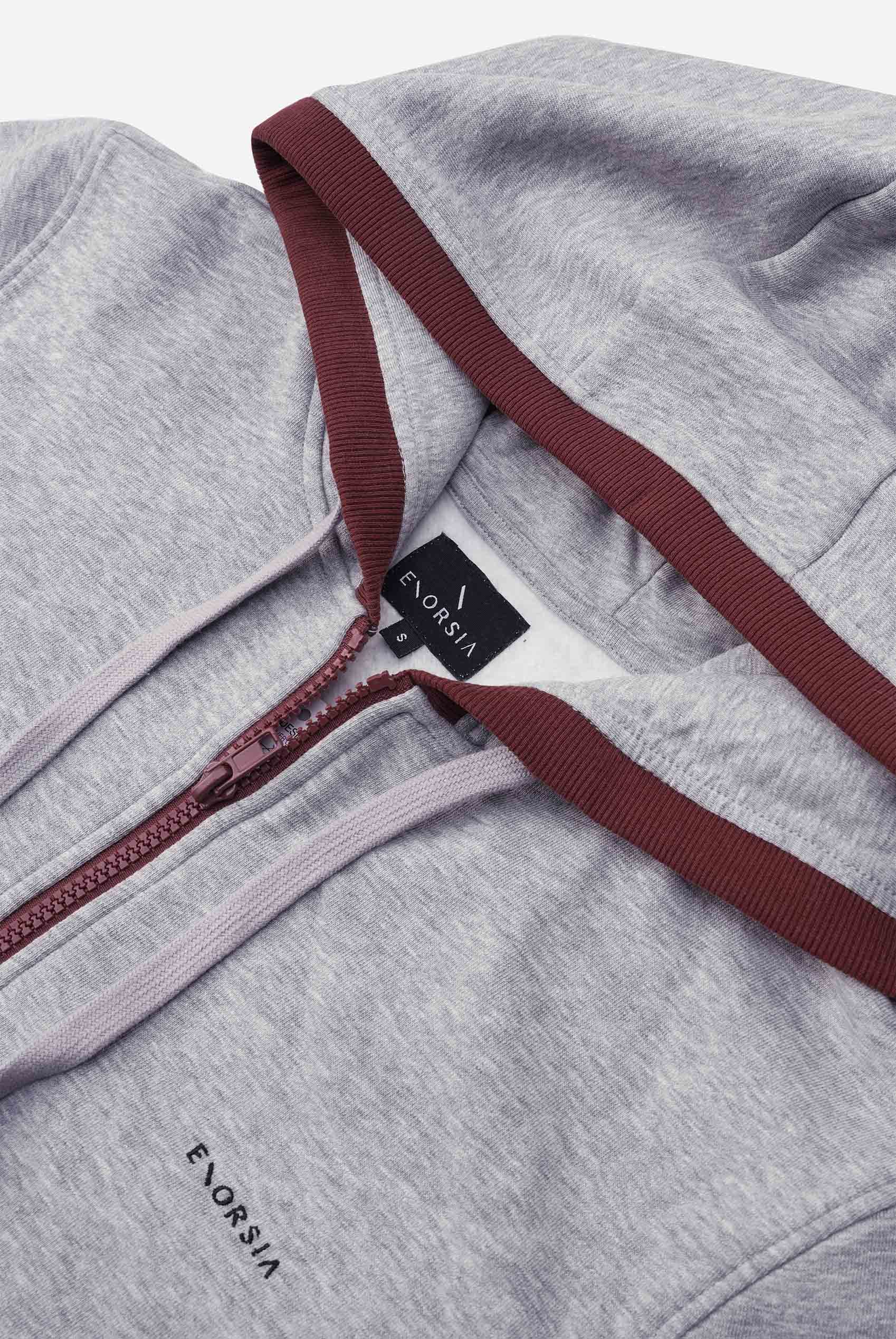 Contrast Piping Detail Zip Front Hoodie