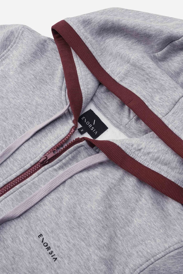 Contrast Piping Detail Zip Front Hoodie
