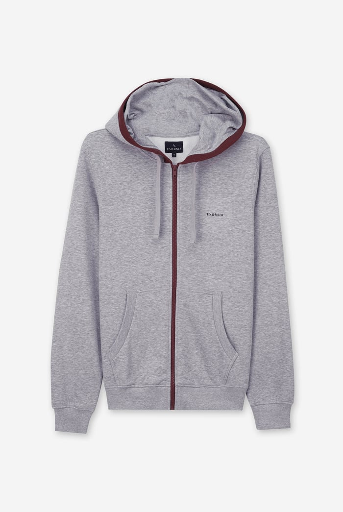 Contrast Piping Detail Zip Front Hoodie