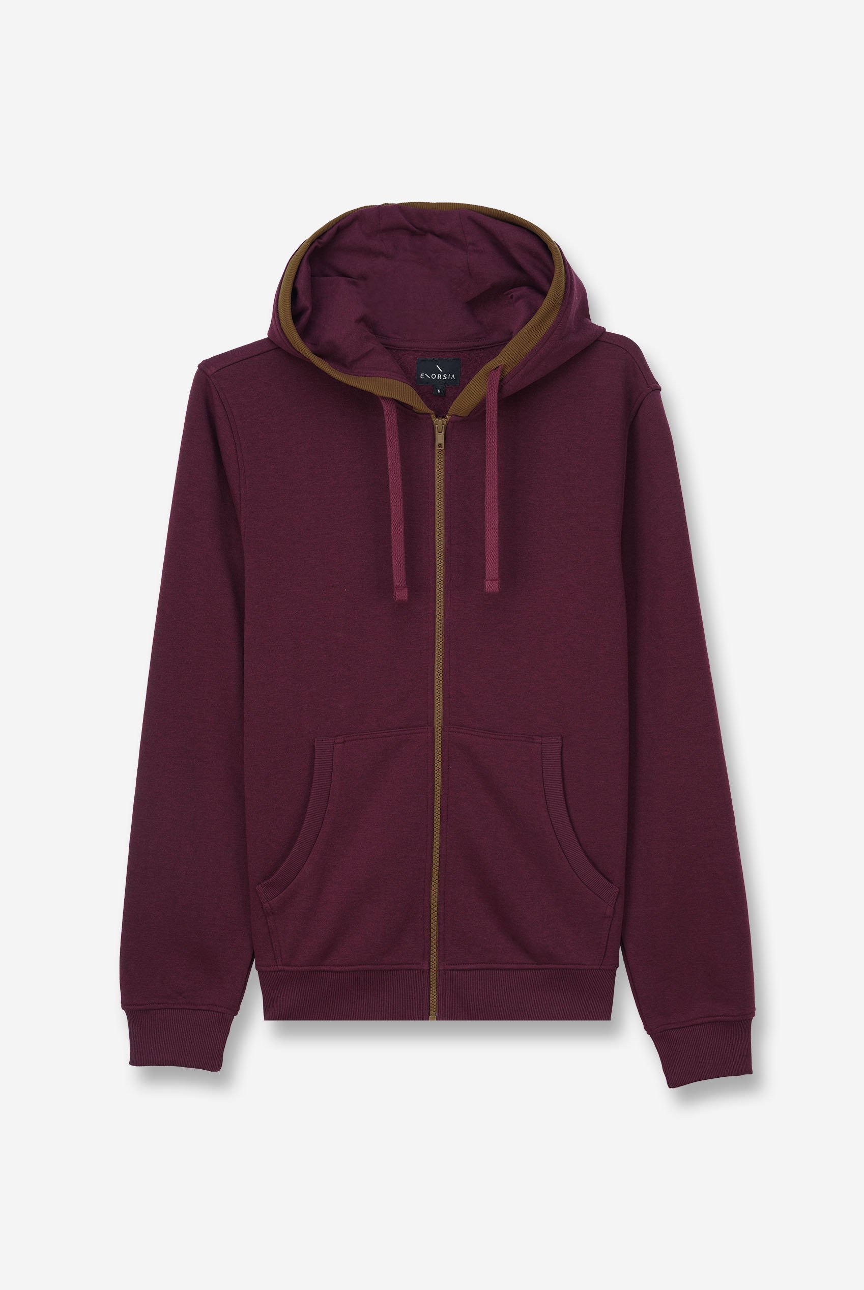 Contrast Piping Detail Zip Front Hoodie