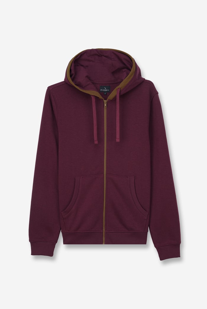 Contrast Piping Detail Zip Front Hoodie