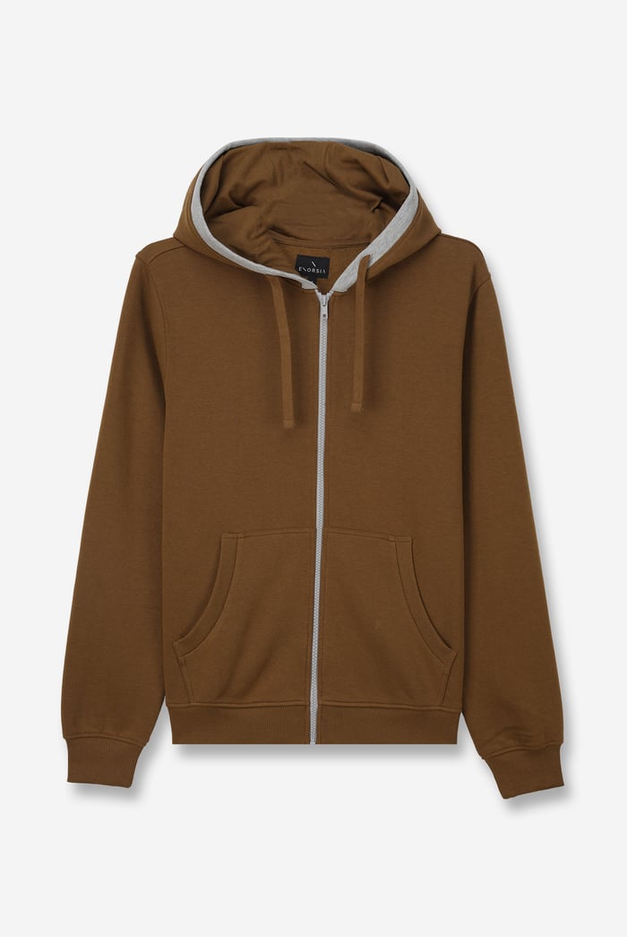 Contrast Piping Detail Zip Front Hoodie