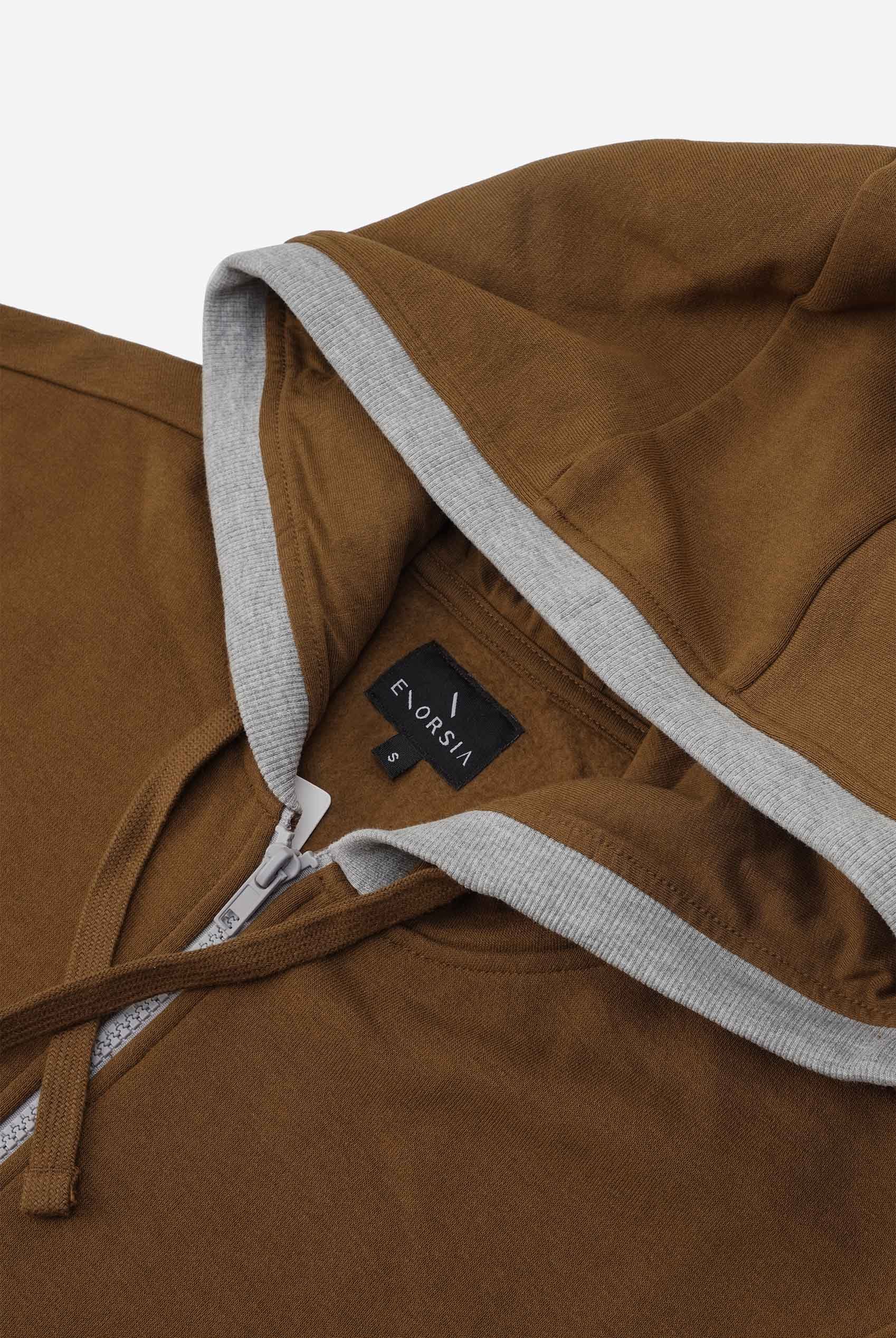 Contrast Piping Detail Zip Front Hoodie