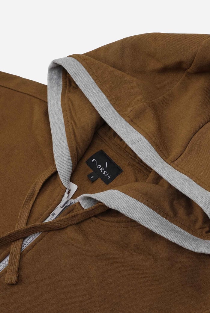Contrast Piping Detail Zip Front Hoodie