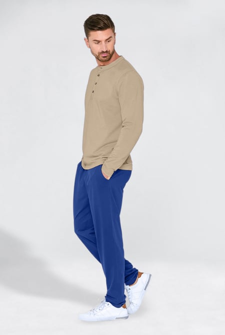 Men's Cream Solid Pyjamas Set