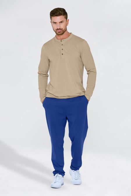 Men's Cream Solid Pyjamas Set
