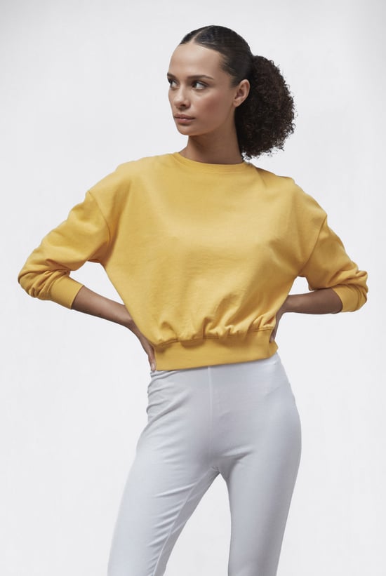 Ribbed Hem Cropped Sweatshirt