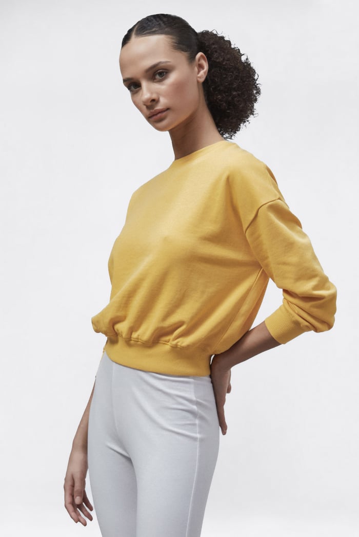 Ribbed Hem Cropped Sweatshirt