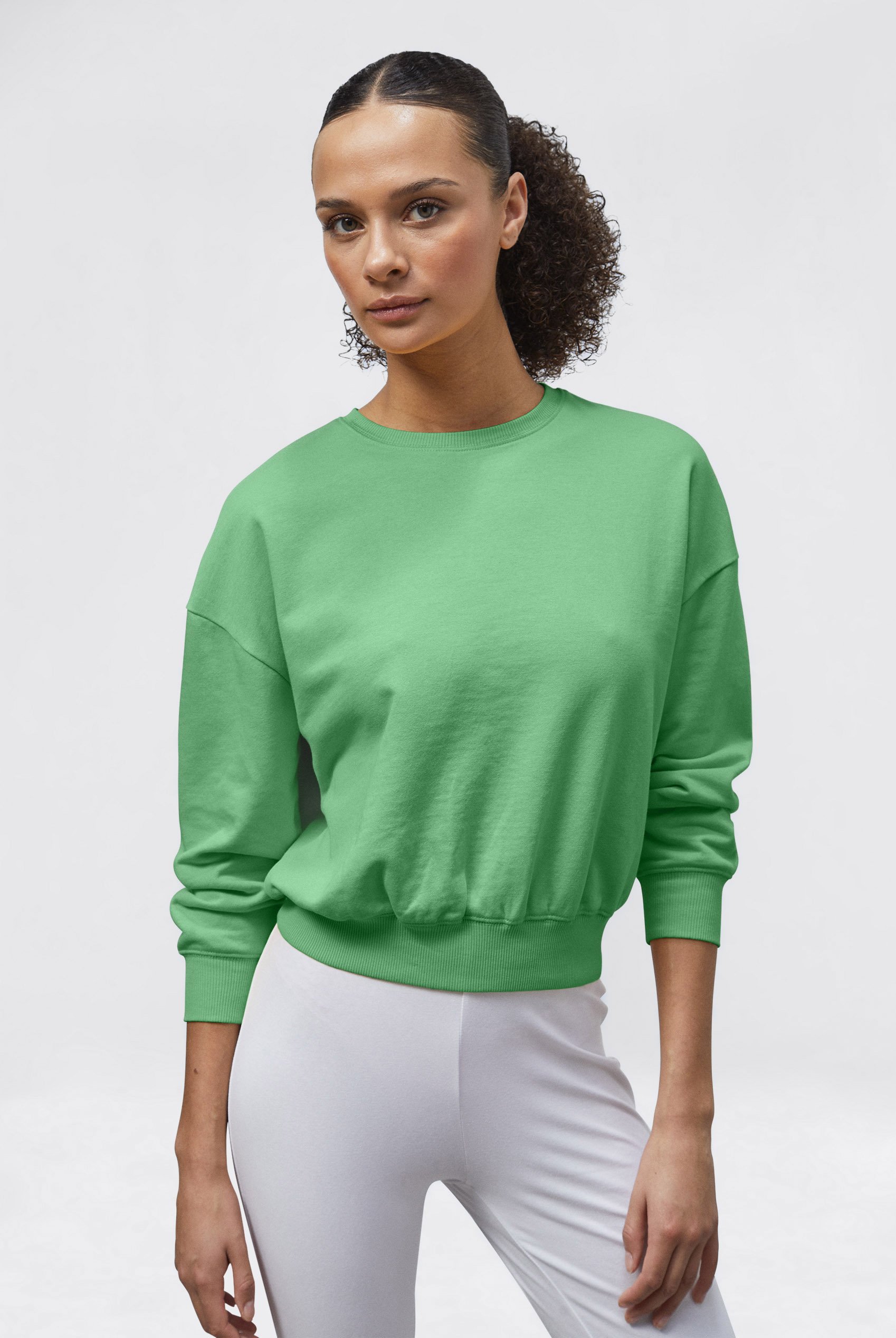 Ribbed Hem Cropped Sweatshirt