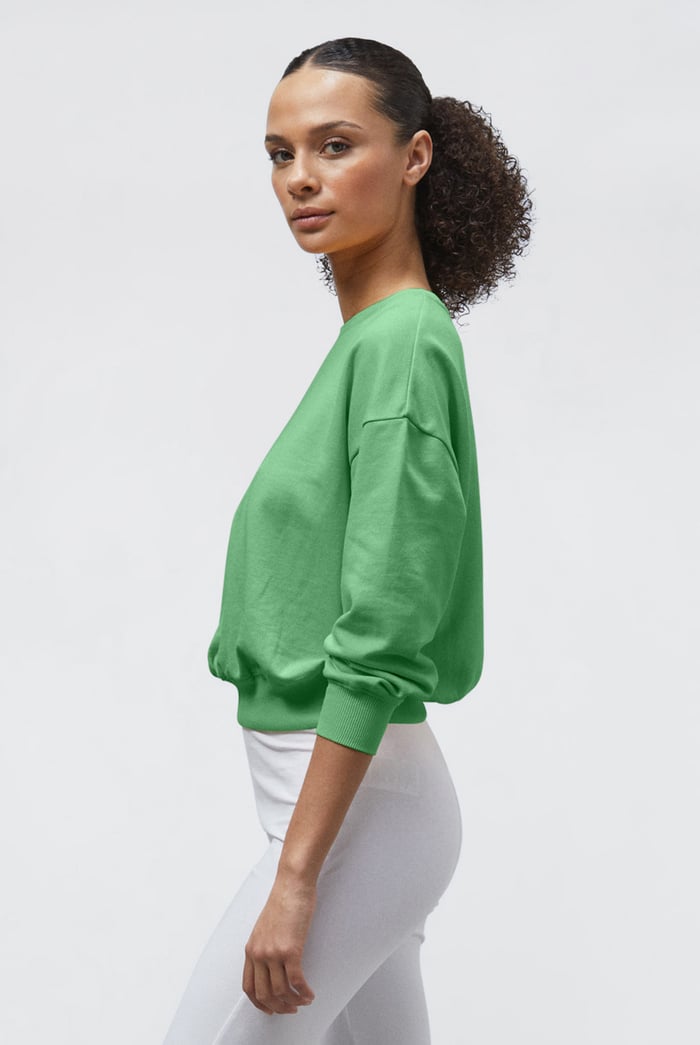 Ribbed Hem Cropped Sweatshirt