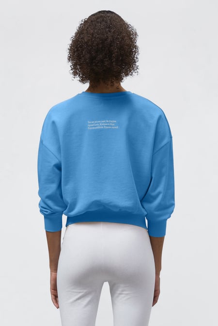 Blue Ribbed Hem Cropped Sweatshirt
