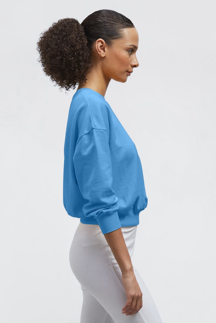 Ribbed Hem Cropped Sweatshirt