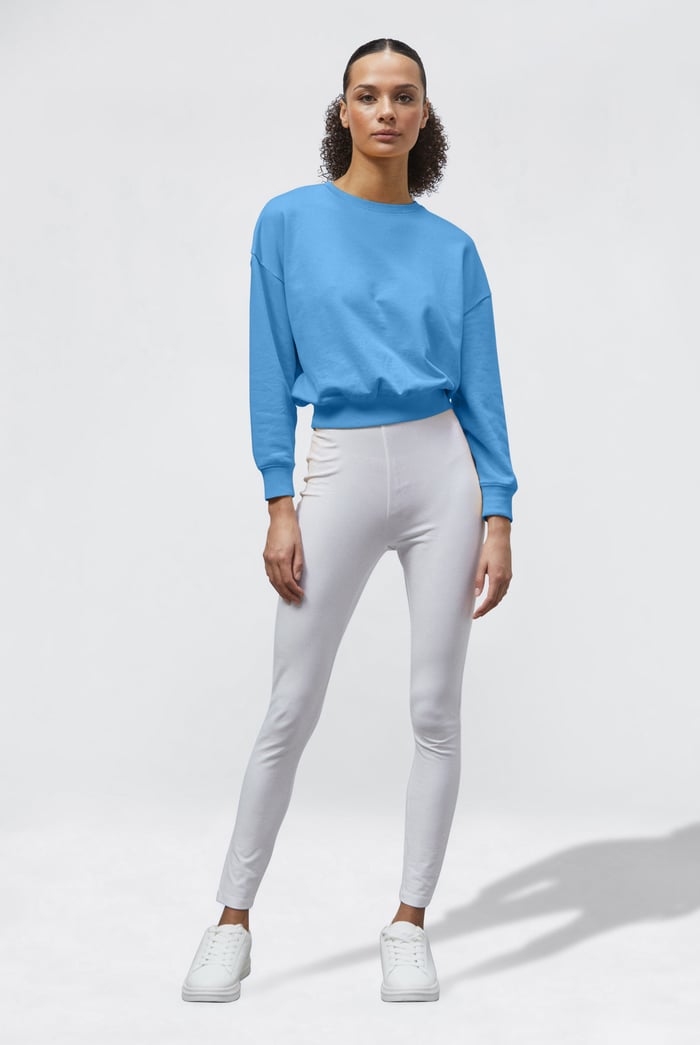 Ribbed Hem Cropped Sweatshirt