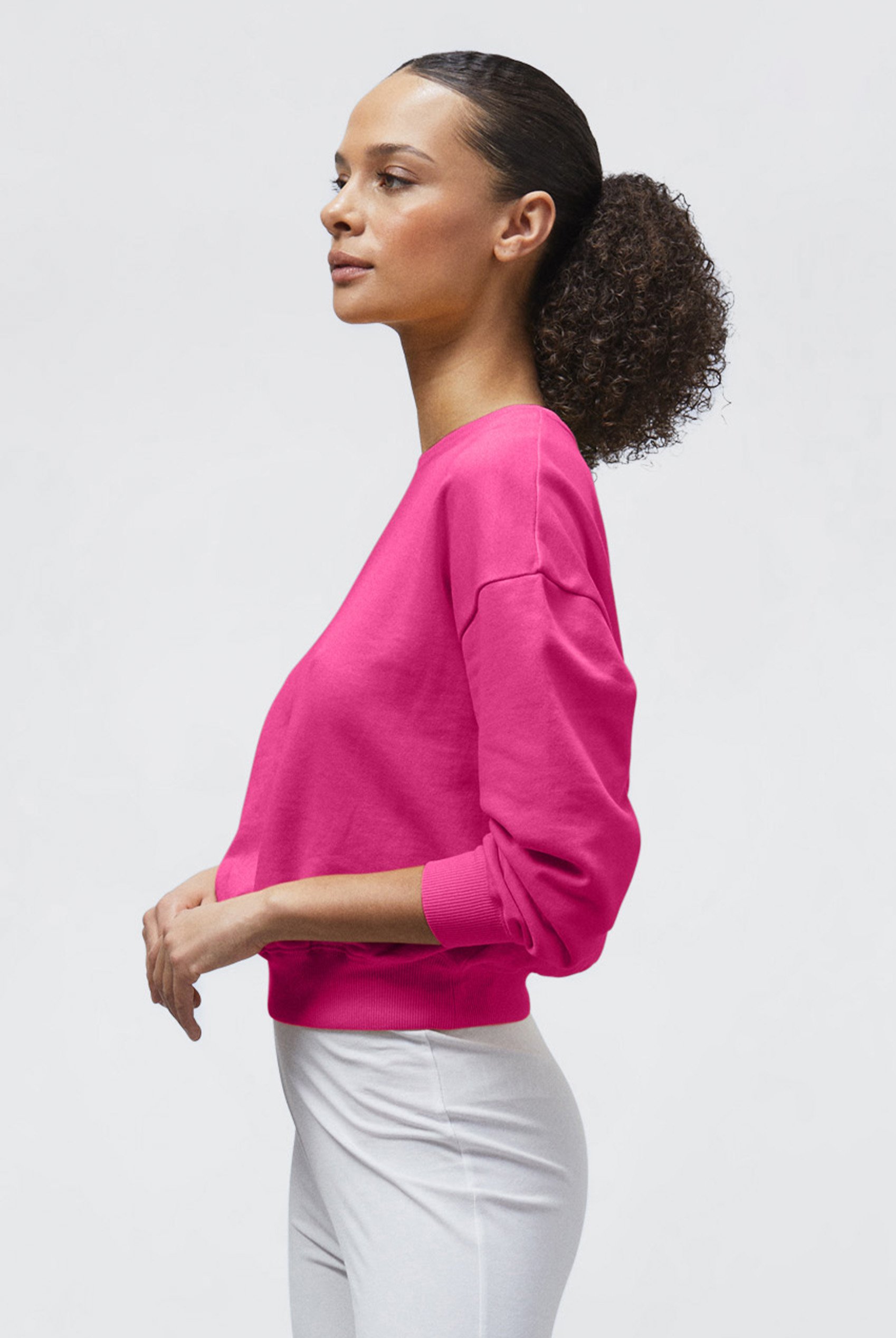 Ribbed Hem Cropped Sweatshirt