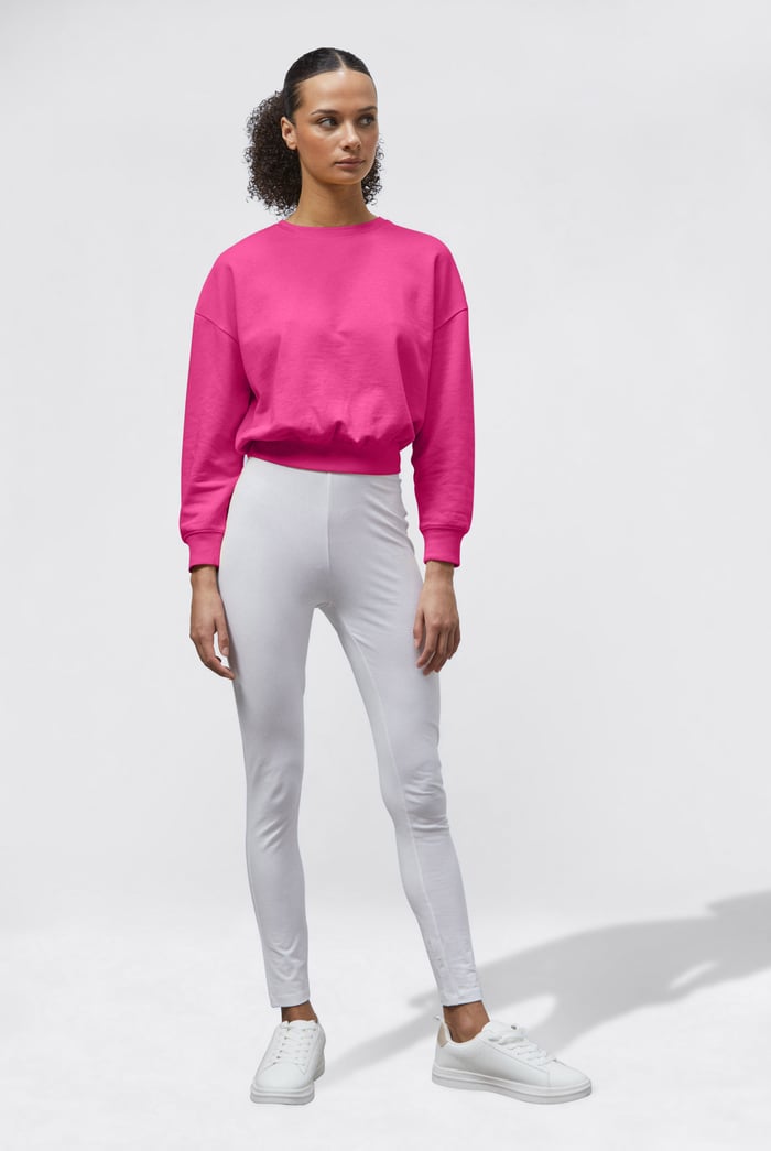 Ribbed Hem Cropped Sweatshirt