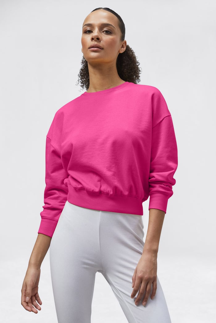 Ribbed Hem Cropped Sweatshirt
