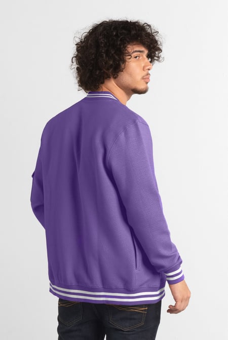 Purple Heavy Waffle Bomber Jacket