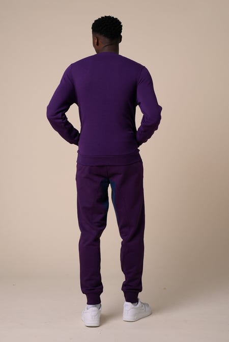 Mens Purple Fleece Joggers With Contrast Panels