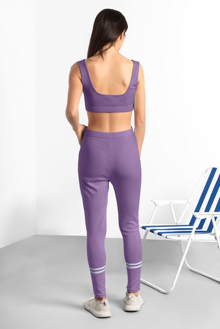 Purple Reflective Print Bodycon Active Jumpsuit