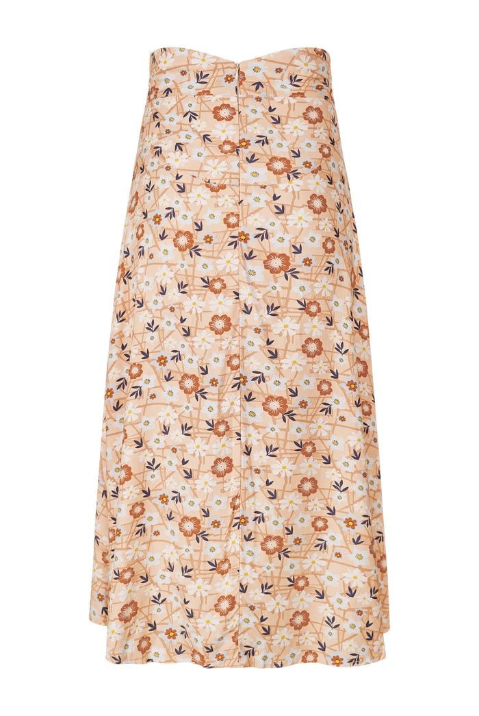 High Waist Viscose Midi Skirt