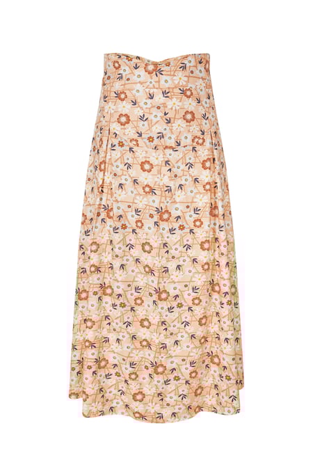 Brown High Waist Viscose Midi Skirt