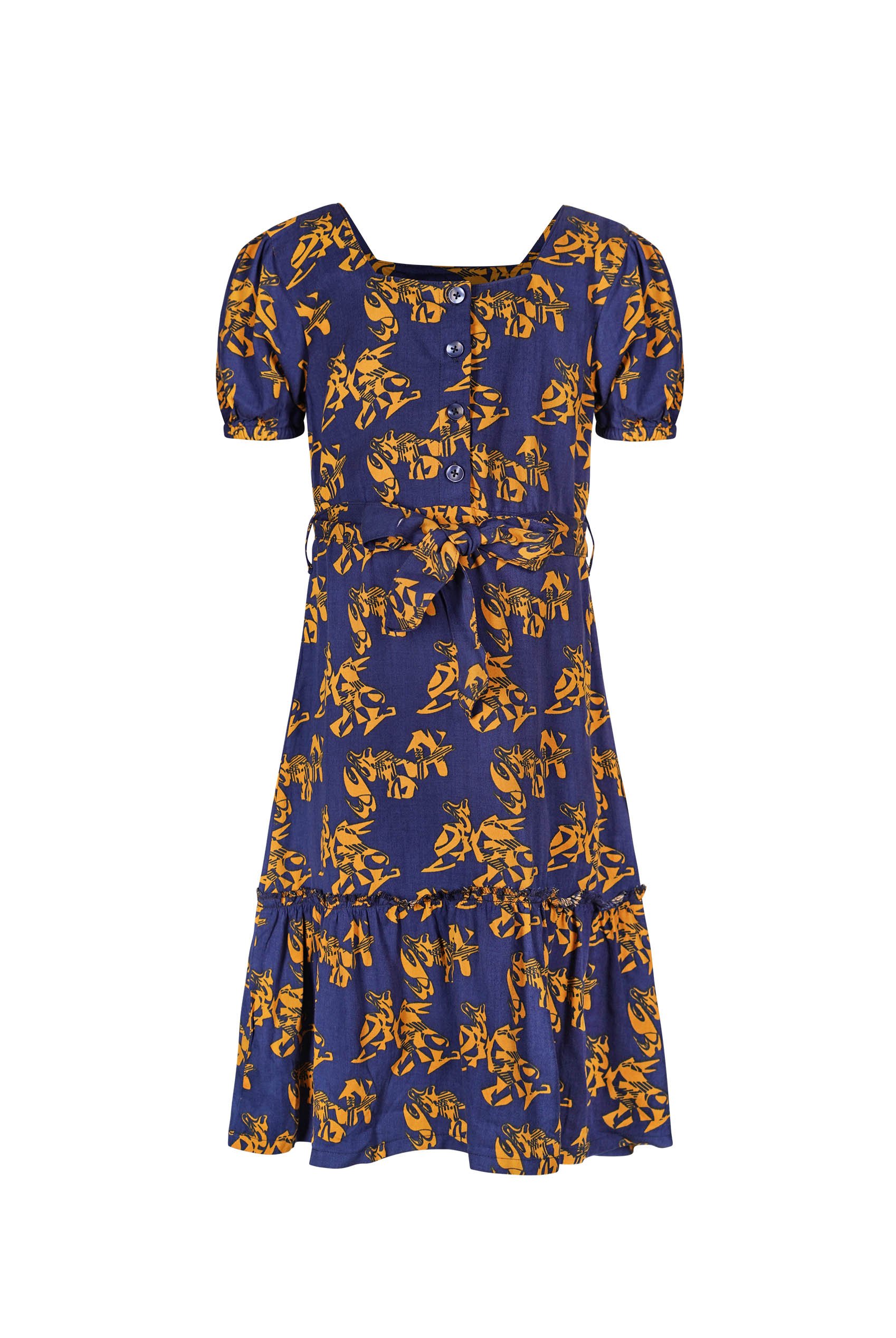 Square Neck Tiered Puff Sleeve Dress (2/3yrs-8/9yrs)