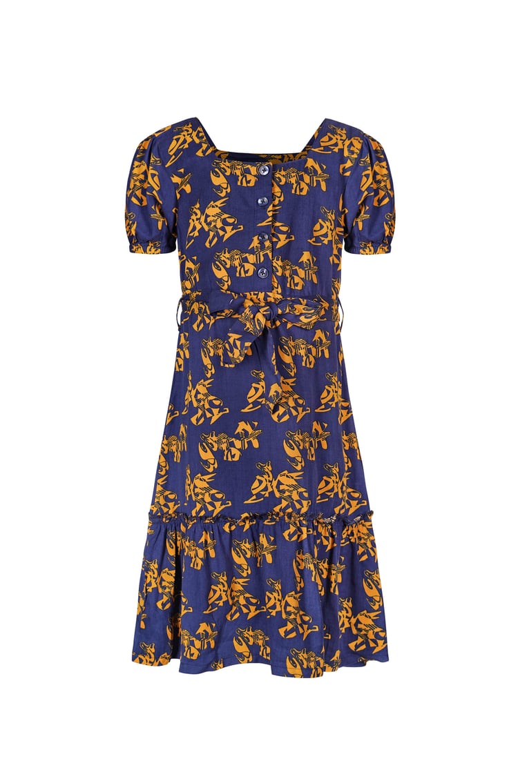 Square Neck Tiered Puff Sleeve Dress (2/3yrs-8/9yrs)