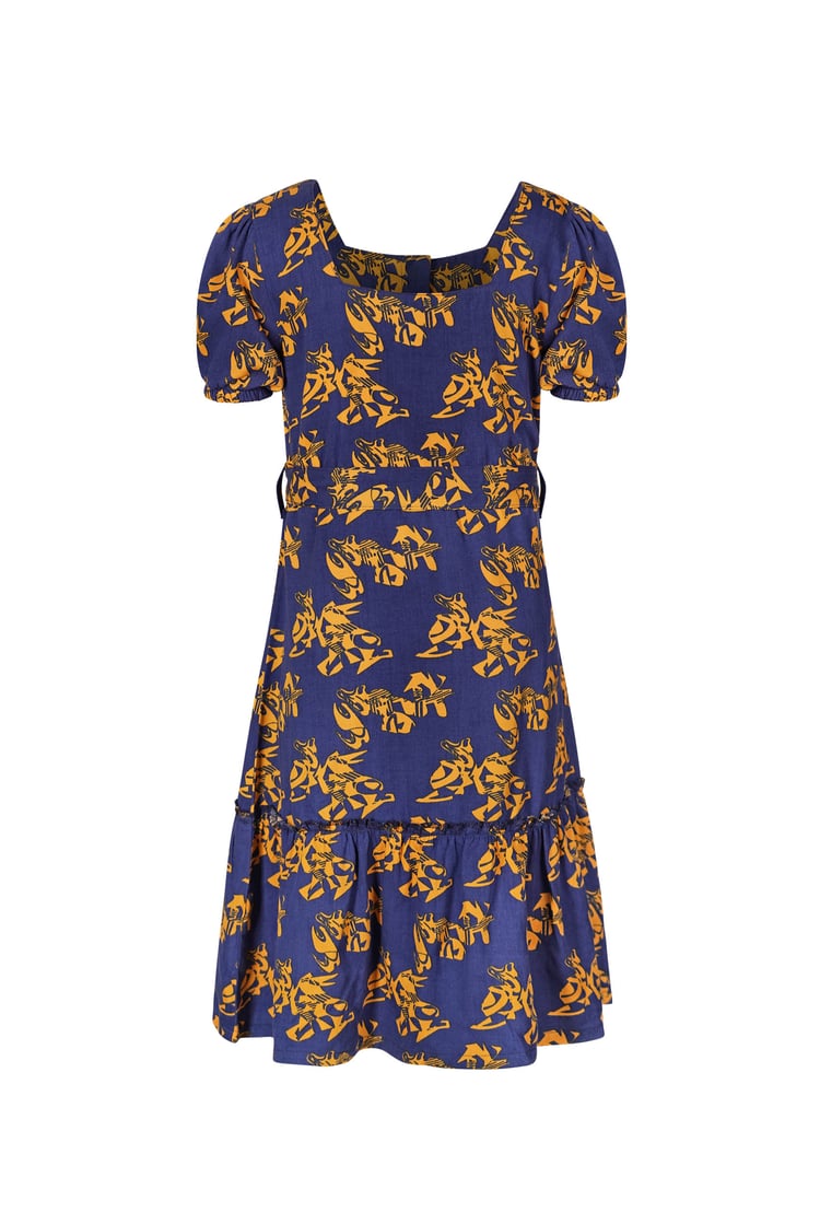 Square Neck Tiered Puff Sleeve Dress (2/3yrs-8/9yrs)