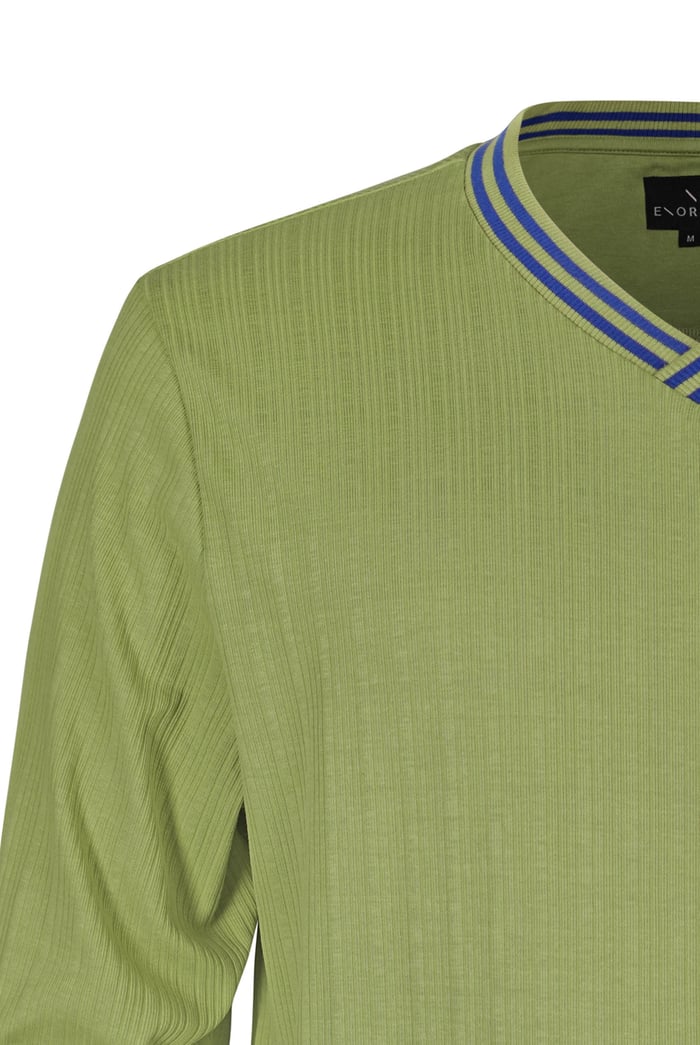 Contrast Ribbing V-Neck Sweatshirt