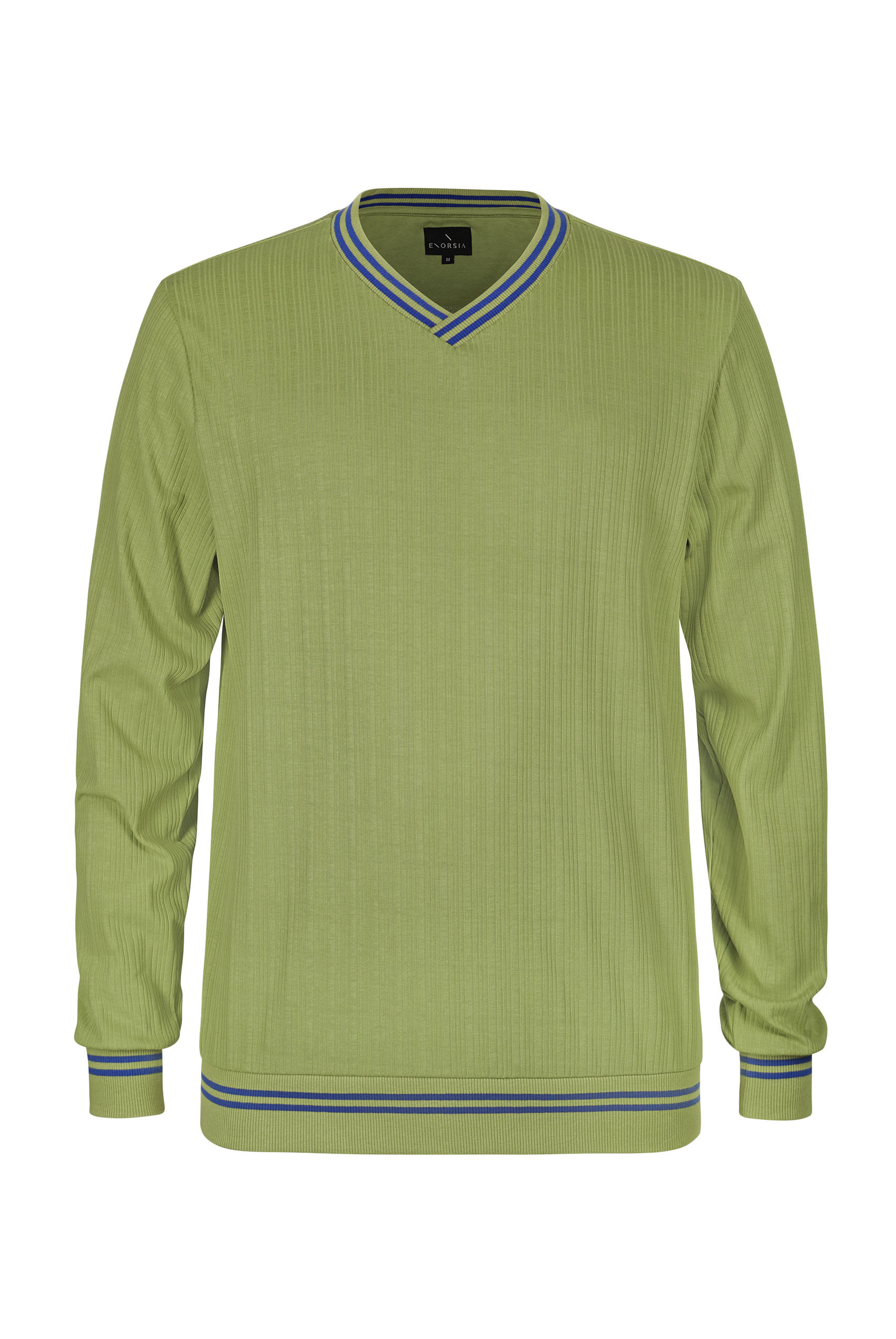 Contrast Ribbing V-Neck Sweatshirt