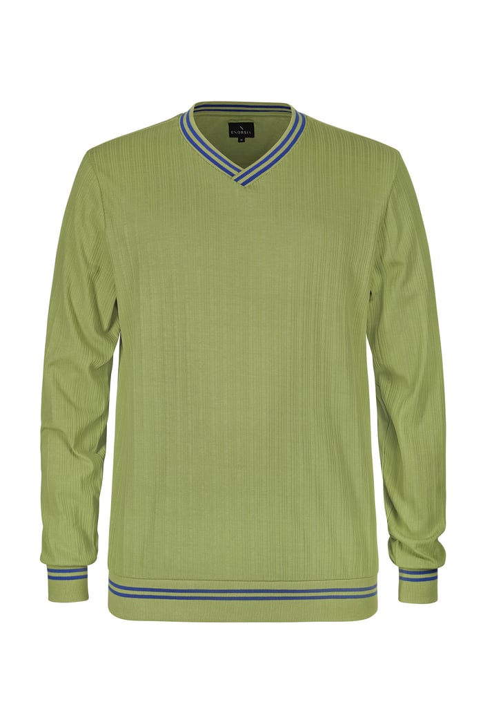 Contrast Ribbing V-Neck Sweatshirt